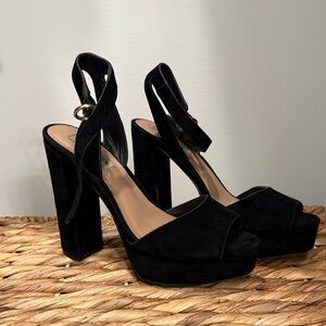 Steve Madden Black Suede Platform Heels